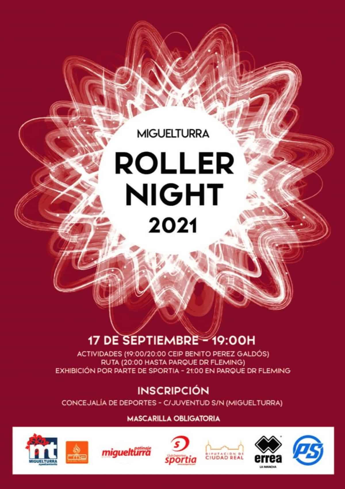 Ruta nocturna sobre patines «Roller night» gratuita el 17 de septiembre a las 19:00 horas en Miguelturra