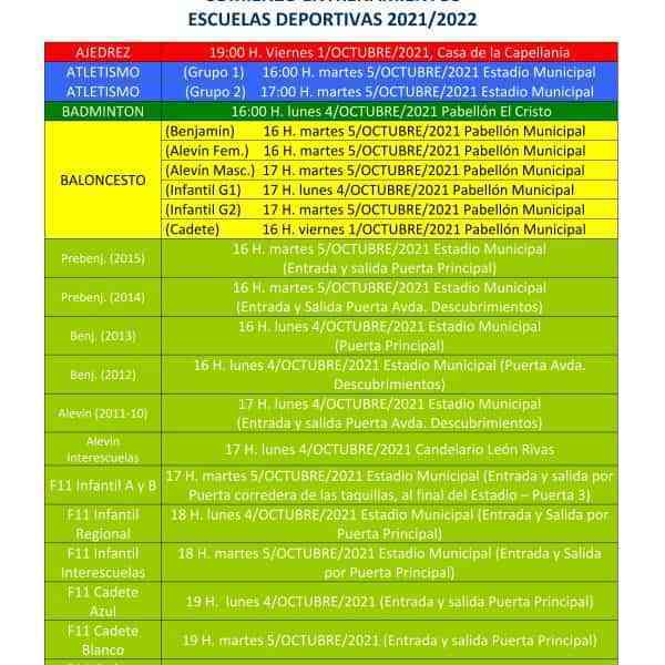 Fechas de inicio de entrenamientos en las Escuelas Deportivas de Miguelturra