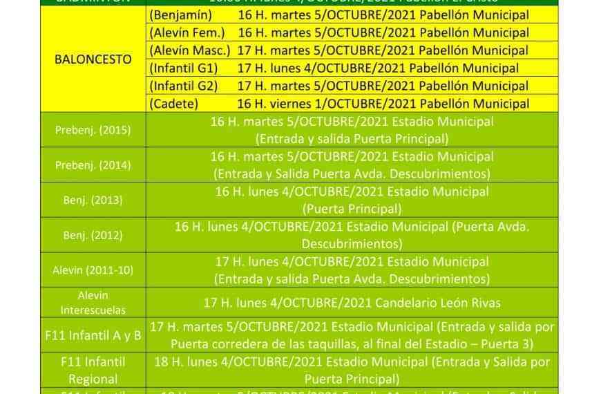 Fechas de inicio de entrenamientos en las Escuelas Deportivas de Miguelturra