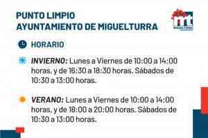 El horario de invierno en el Punto Limpio de Miguelturra inicia a partir del martes 2 noviembre