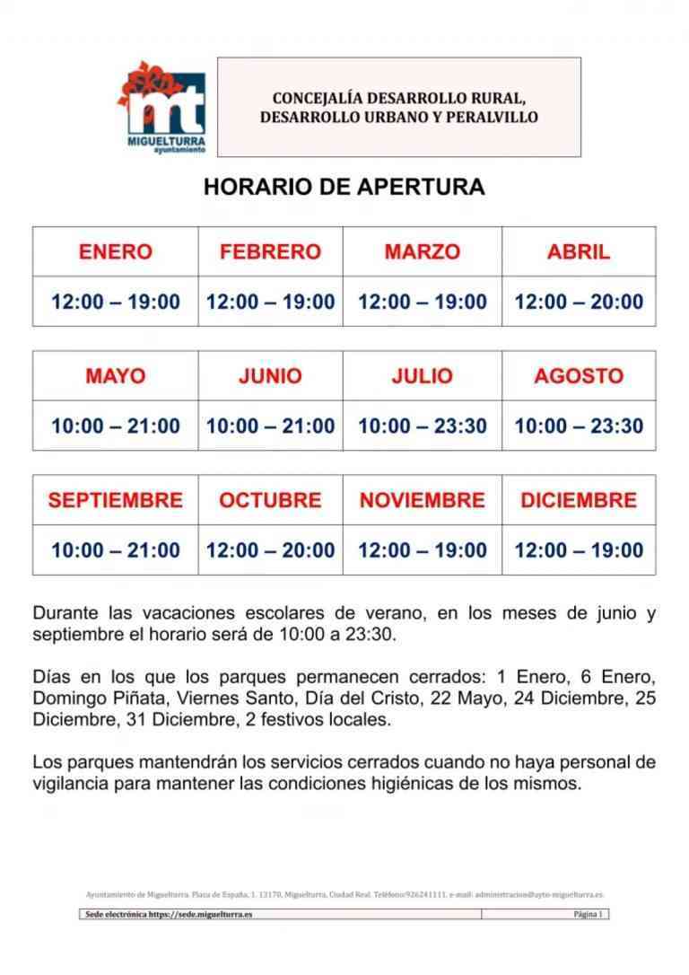 Parques infantiles vallados de Miguelturra reabrirán desde el próximo domingo 24 de octubre