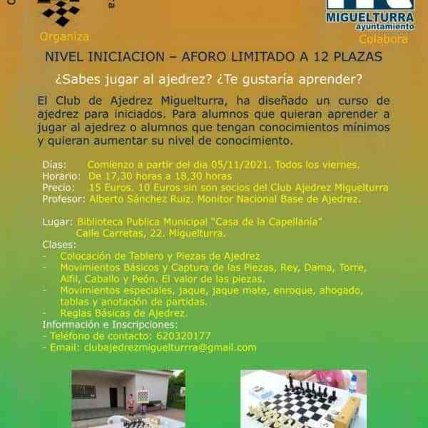 El curso de ajedrez nivel iniciación en Miguelturra abre su plazo de inscripción