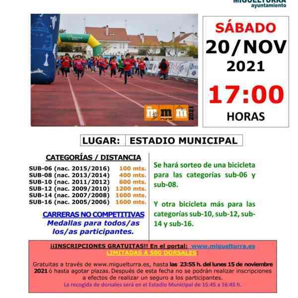 Inscripción gratuita para participar en la «Carrera Mini» del 20 de noviembre en Miguelturra