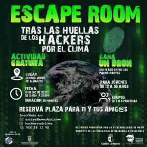 Escape Room “Tras las huellas de los hackers por el clima” el 10 de diciembre en el Centro Joven de Albacete