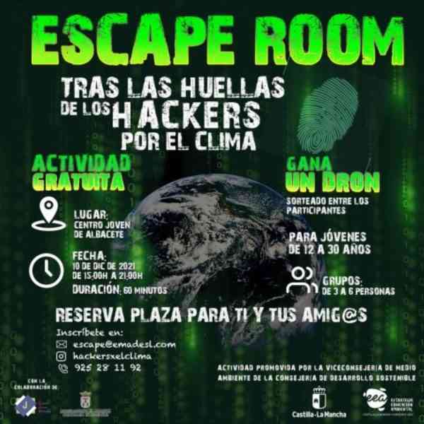 Escape Room “Tras las huellas de los hackers por el clima” el 10 de diciembre en el Centro Joven de Albacete