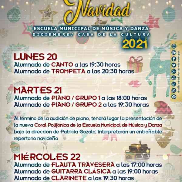 Audiciones de la Escuela de Música y Danza de Miguelturra el 20, 21 y 22 de diciembre