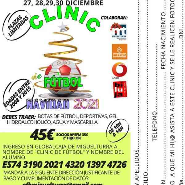 Clinic de Navidad de fútbol en Miguelturra del 27 al 30 de diciembre