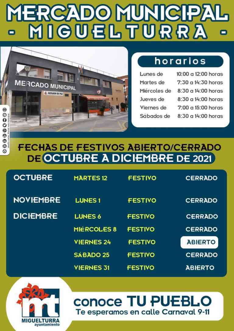 Mercado Municipal de la calle Carnaval de Miguelturra estará abierto el viernes 24 y 31 de diciembre