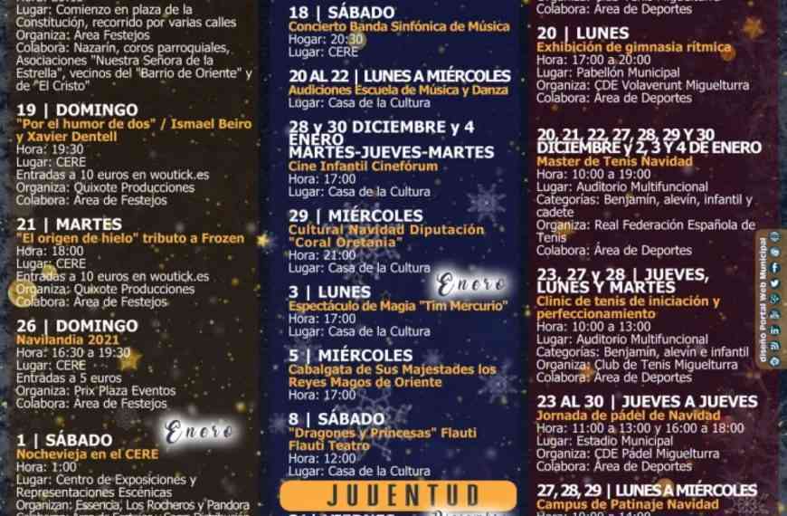 Festejos, cultura y deportes en la programación navideña para este fin de año e inicio del 2022 en Miguelturra