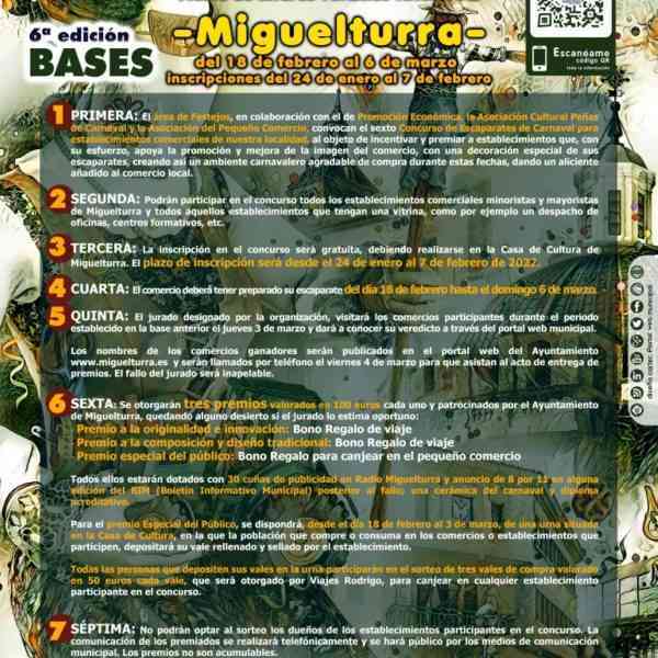 «Concurso de Escaparates del Carnaval» 2022 para establecimientos comerciales de Miguelturra