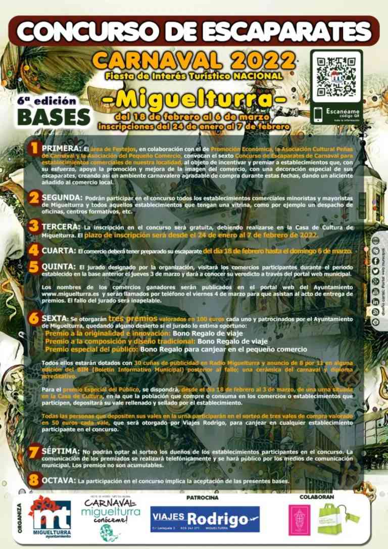 «Concurso de Escaparates del Carnaval» 2022 para establecimientos comerciales de Miguelturra