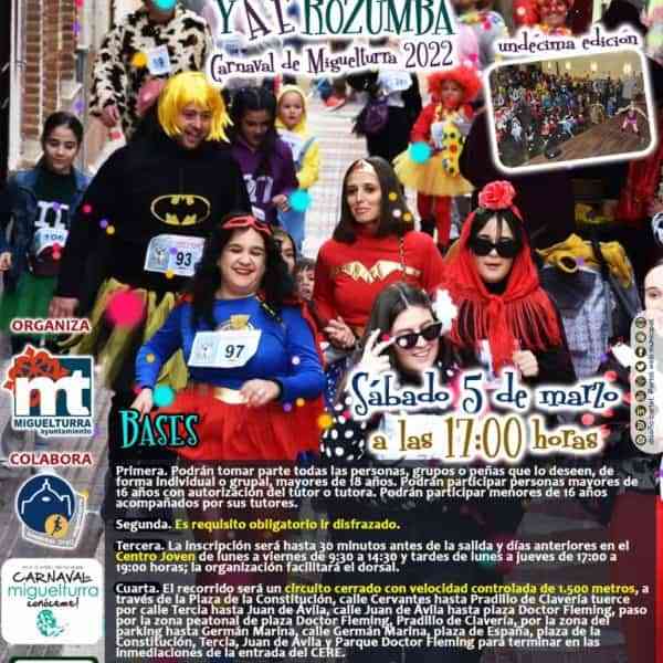 Carrera de Máscaras y clase de Aerozumba el 5 de marzo en Miguelturra