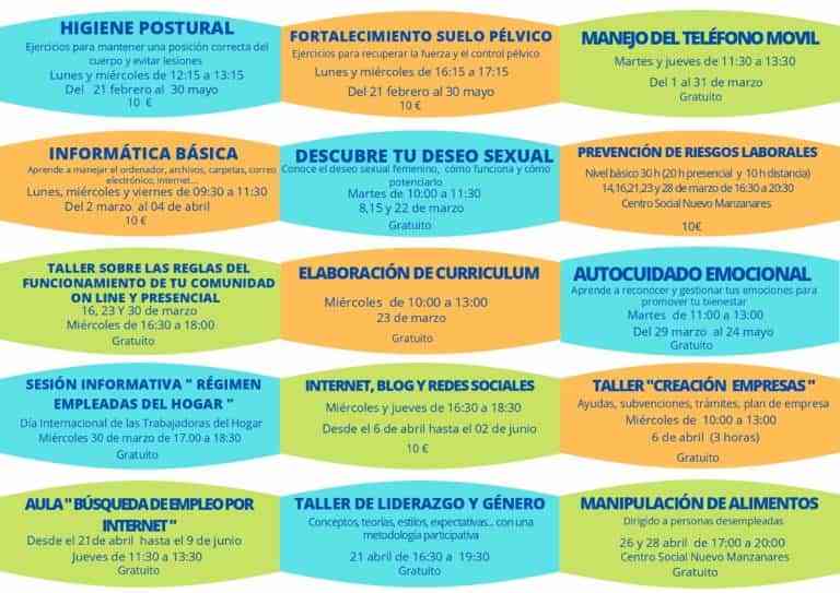 Nueva oferta formativa del Centro de la Mujer de Manzanares para los  meses de febrero a  junio de 2022