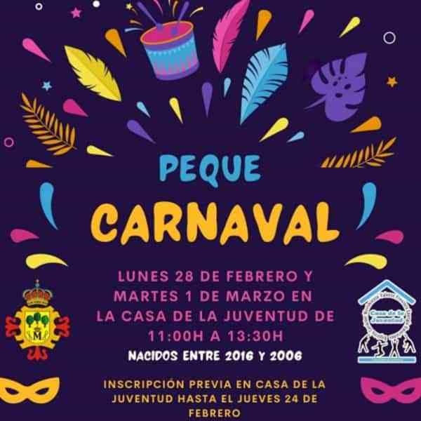 Peque Carnaval de Manzanares el 28 de febrero y 1 de marzo para nacidos entre 2016 y 2006