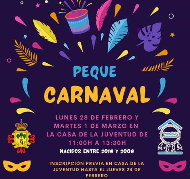 Peque Carnaval de Manzanares el 28 de febrero y 1 de marzo para nacidos entre 2016 y 2006
