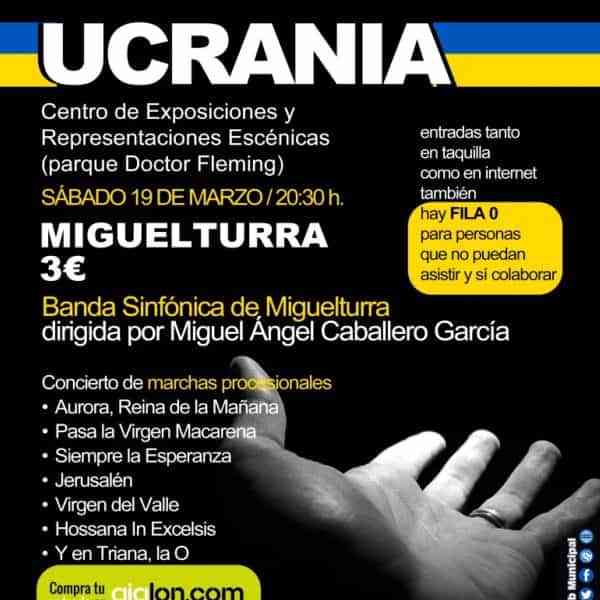 Concierto Cofrade «Solidarízate con Ucrania» el sábado 19 de marzo en Miguelturra