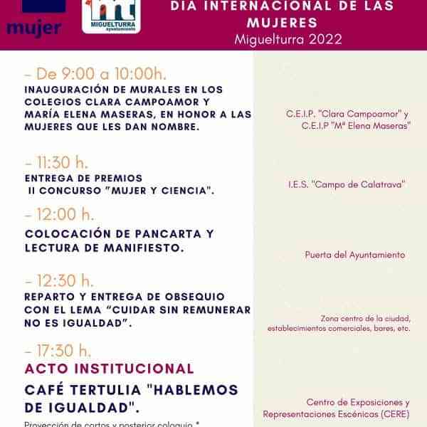 Programa de actos conmemorativos del 8 de marzo Día Internacional de la Mujer en Miguelturra