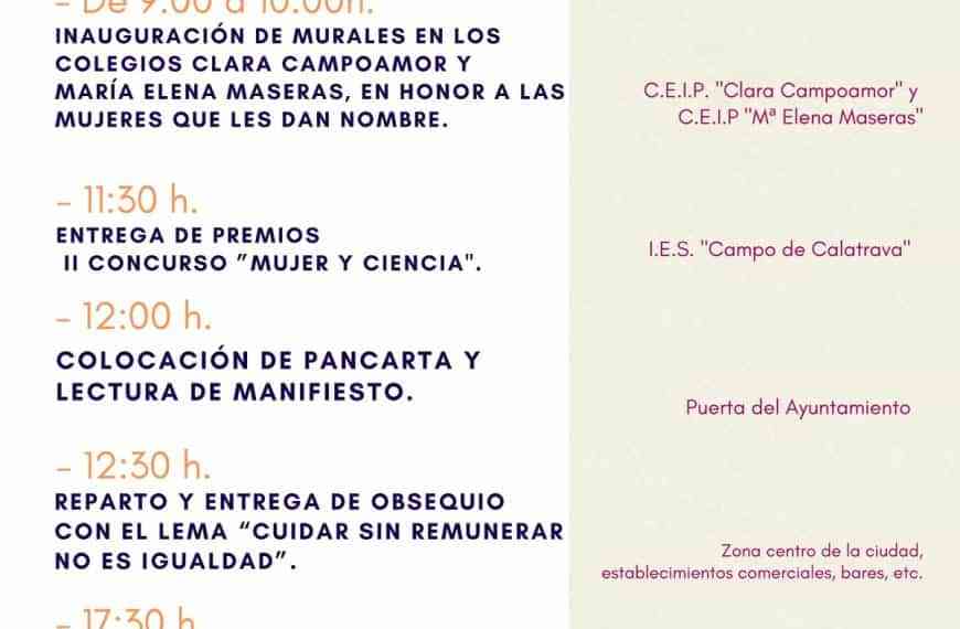 Programa de actos conmemorativos del 8 de marzo Día Internacional de la Mujer en Miguelturra