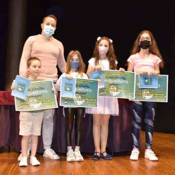 Ganadores del I Concurso Infantil de Pintura «¿A qué no me conoces?» con motivo del Carnaval 2022 en Miguelturra