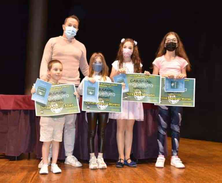 Ganadores del I Concurso Infantil de Pintura «¿A qué no me conoces?» con motivo del Carnaval 2022 en Miguelturra