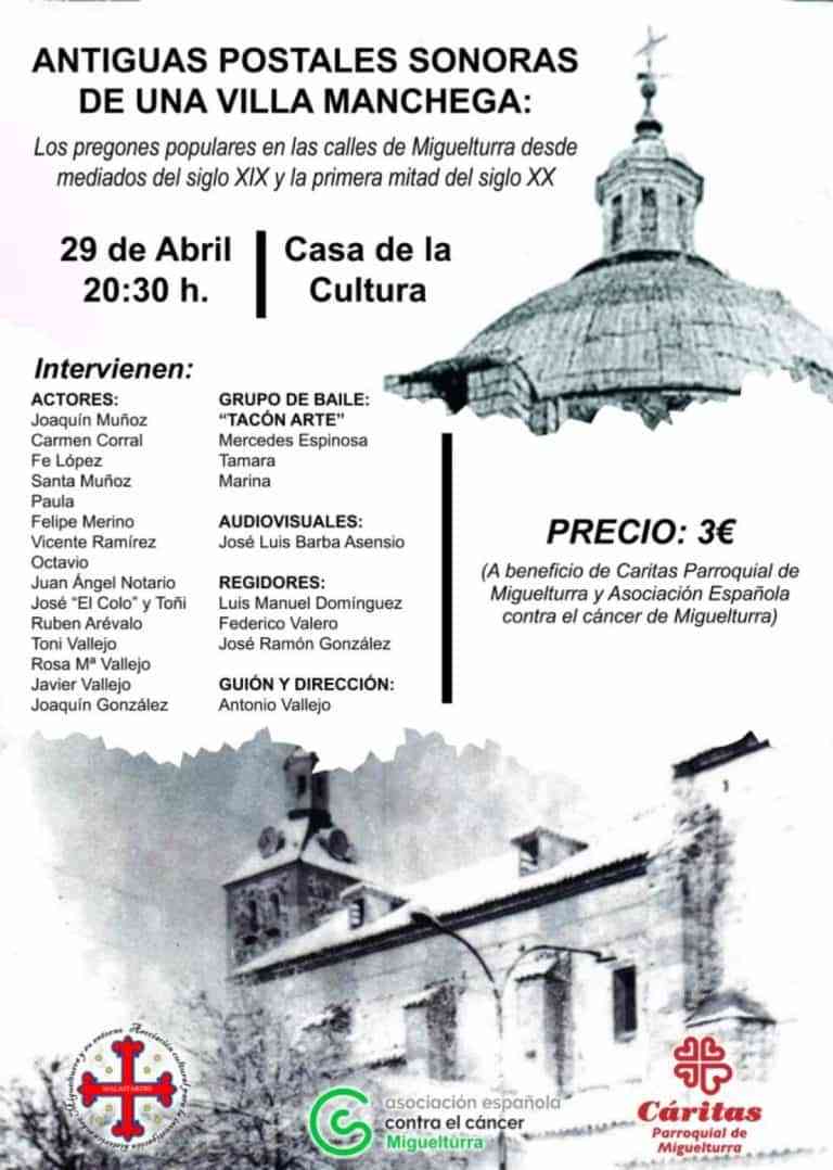 Espectáculo «Antiguas Postales Sonoras de una Villa Manchega» el 29 de abril en la Casa de Cultura de Miguelturra
