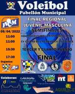 Final Regional Juvenil Masculina de Voleibol este sábado 9 de abril en Miguelturra