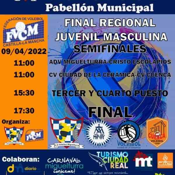 Final Regional Juvenil Masculina de Voleibol este sábado 9 de abril en Miguelturra