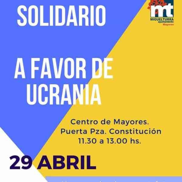 Mercadillo solidario a favor de Ucrania el 29 de abril en la Plaza de la Constitución de Miguelturra