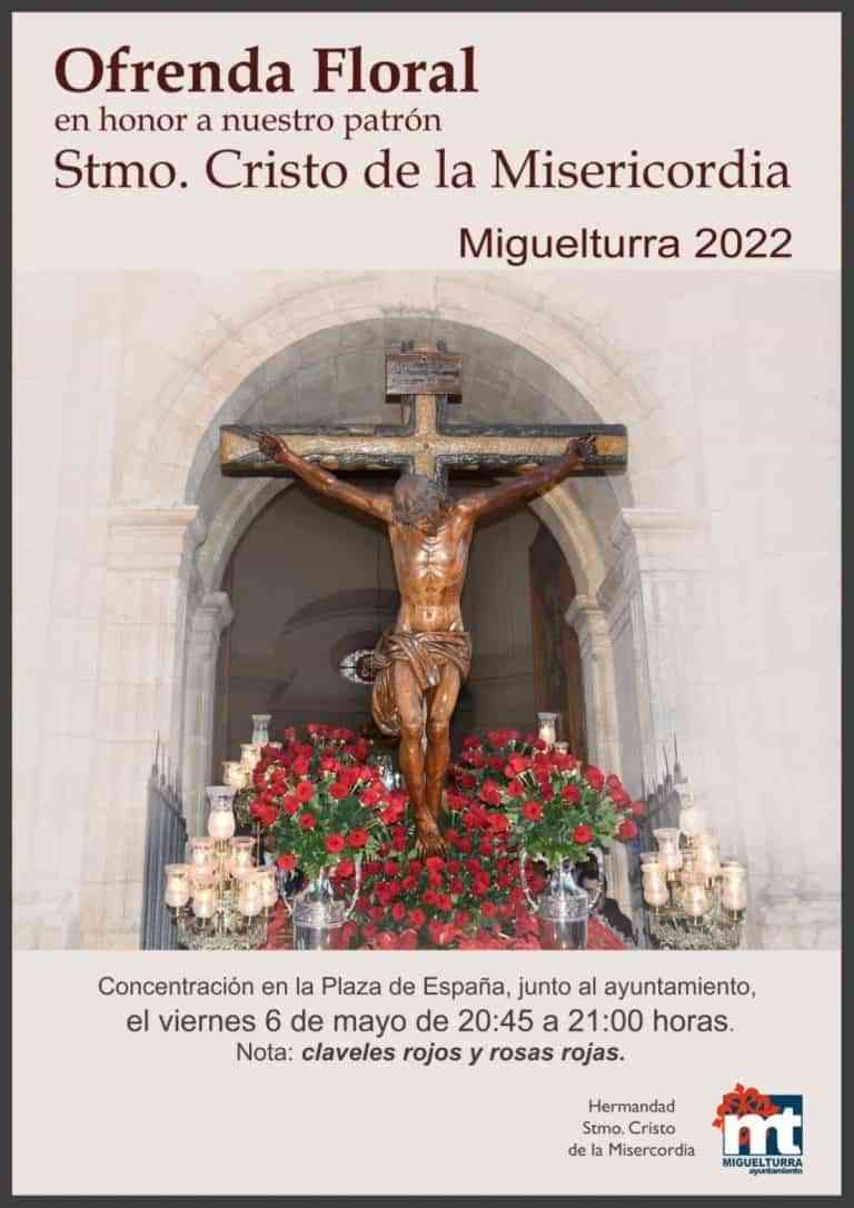 Ofrenda floral al Santísimo Cristo de la Misericordia el próximo 6 de mayo en Miguelturra
