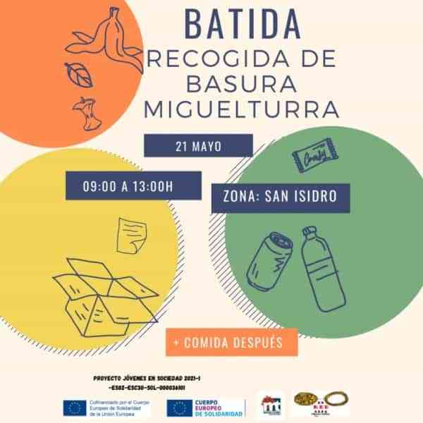 Jornada especial de batida y recogida de basura en la zona de San Isidro en Miguelturra el 21 de mayo organizada por Enredalia