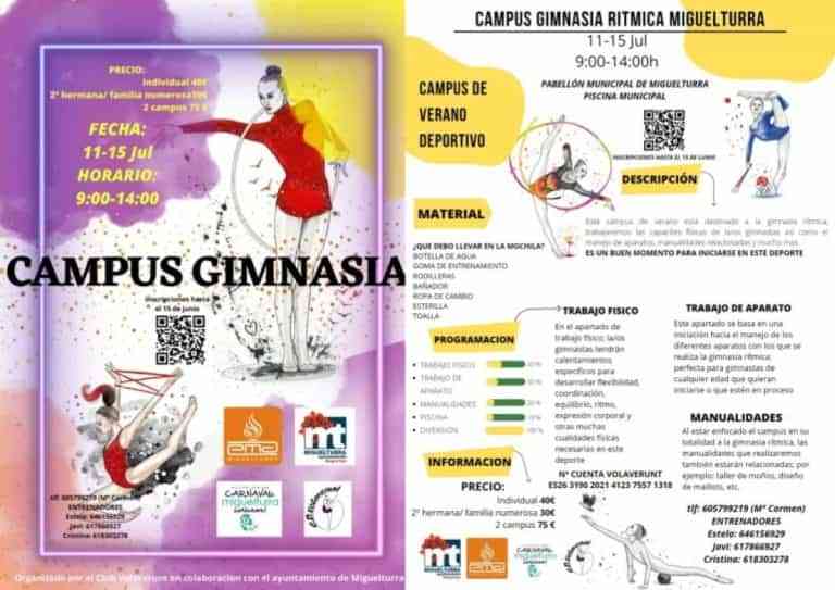 Campus de Tecnificación y Campus de Gimnasia Rítmica del Club Volaverunt y la Concejalía de Deportes de Miguelturra para el verano 2022