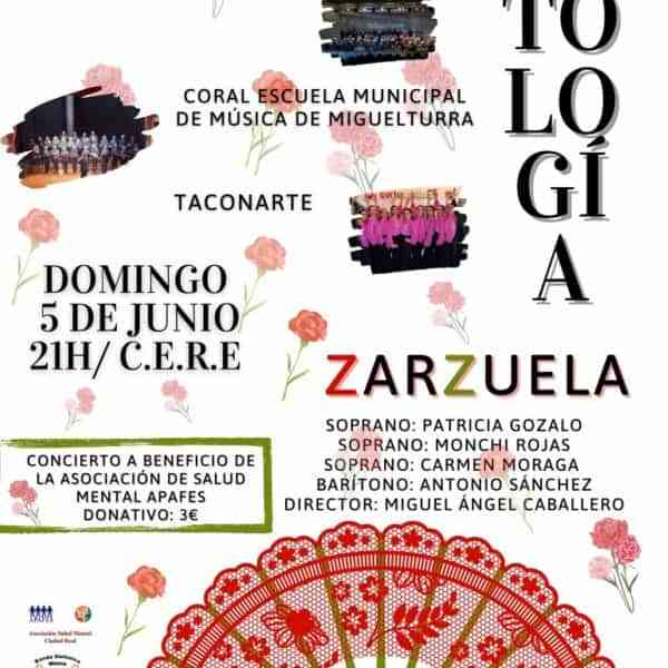 Concierto solidario Antología de la Zarzuela el 5 de junio desde las 21 horas en el CERE de Miguelturra
