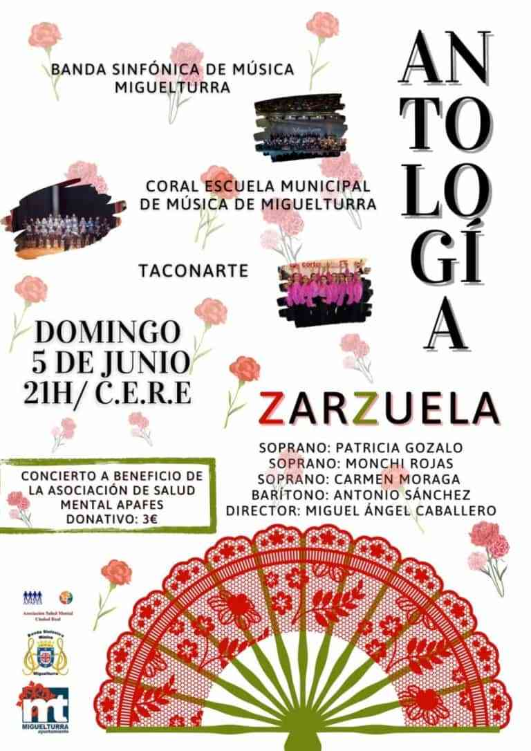 Concierto solidario Antología de la Zarzuela el 5 de junio desde las 21 horas en el CERE de Miguelturra