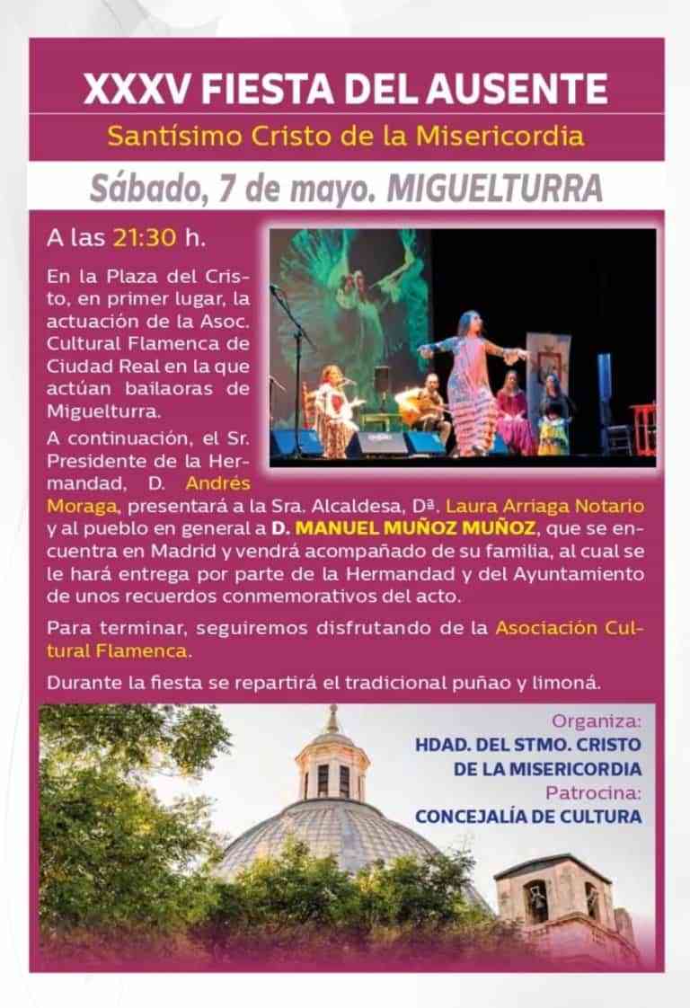 La tradicional “Fiesta del Ausente” se celebrará este sábado 7 de mayo en Miguelturra