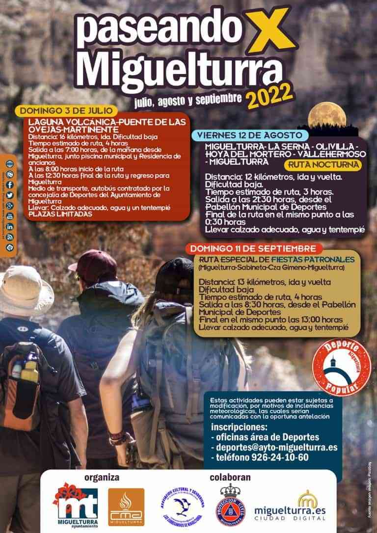Ya puedes inscribirte para participar en las rutas senderistas gratuitas del programa “Paseando por Miguelturra” de julio, agosto y septiembre 2022