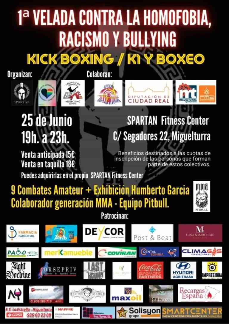 Velada Kick Boxing/K1 y Boxeo contra la homofobia, racismo y bullying en Miguelturra el 25 de junio
