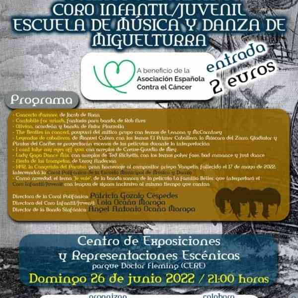 Concierto Solidario de la Escuela Municipal de Música y Danza de Miguelturra el  26 de junio en beneficio de la AECC