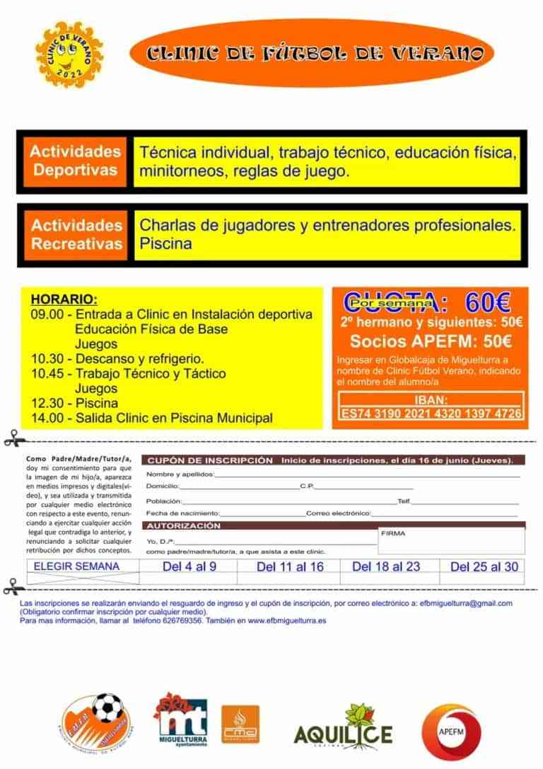 Clinic de Fútbol de Verano se realizará en Miguelturra para jóvenes nacidos del 2008 al 2016