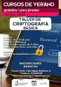 Taller de criptografía básica gratuito el 26 y 27 de julio en el Centro Joven de Miguelturra