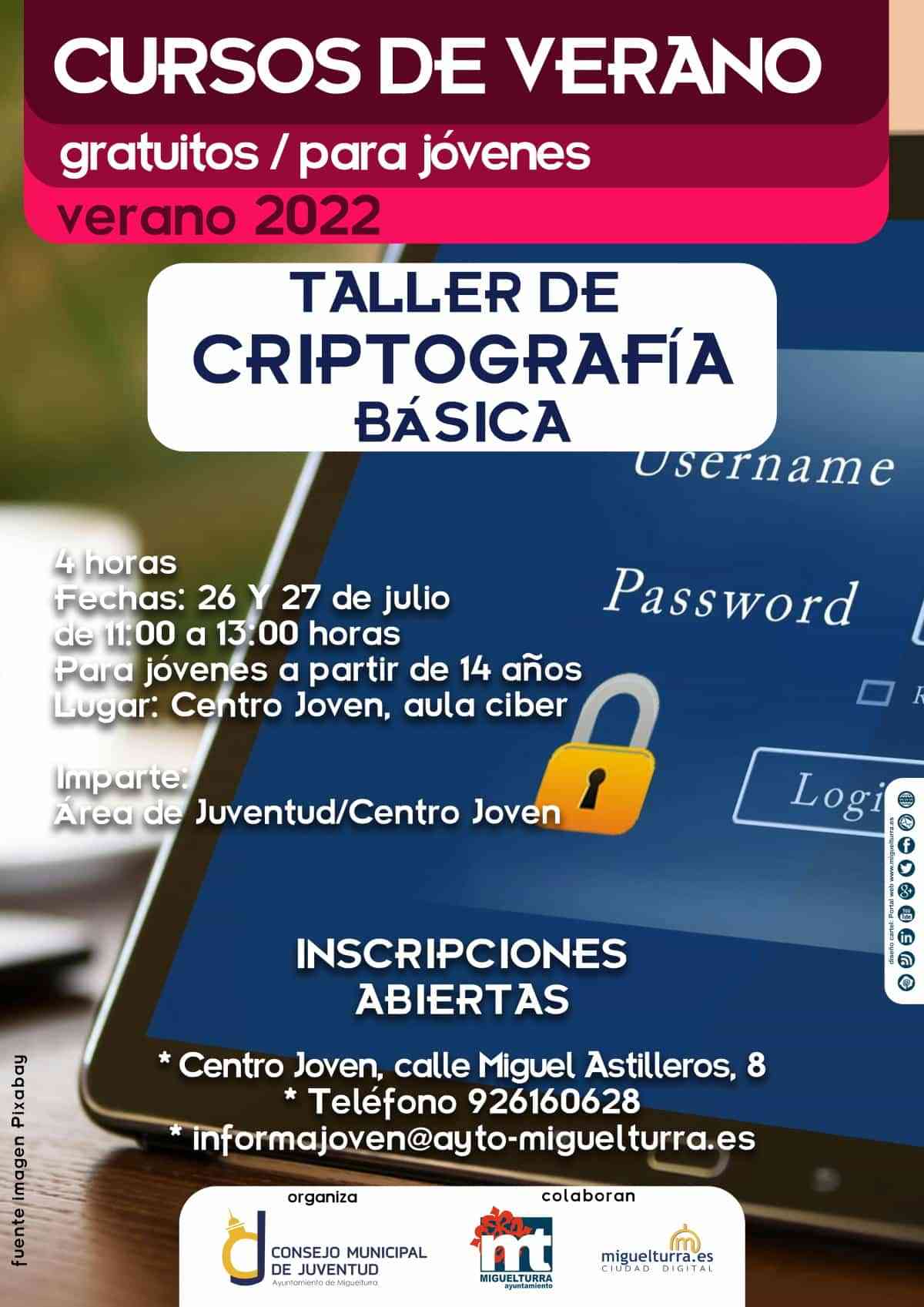 Taller de criptografía básica gratuito el 26 y 27 de julio en el Centro Joven de Miguelturra