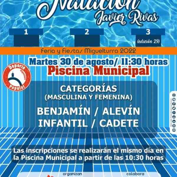 Campeonato Local de Natación «Javier Rivas» el 30 de agosto dentro de la programación deportiva de la Feria y Fiestas de Miguelturra