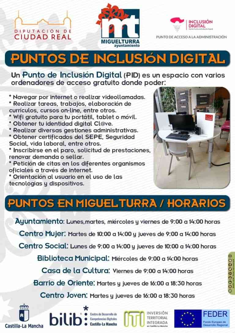 Puntos de Inclusión Digital en Miguelturra y horarios de atención
