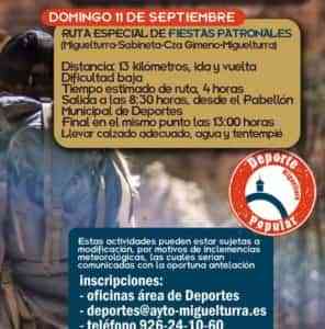 Ruta senderista especial Feria y Fiestas «Paseando por Miguelturra» el domingo 11 de septiembre