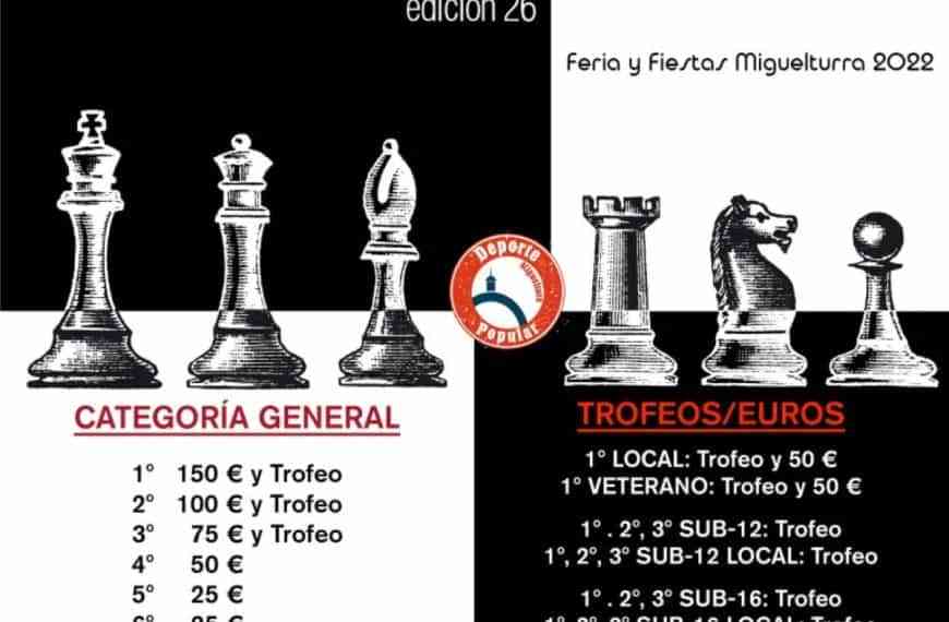 Torneo de ajedrez «Villa Miguelturra» especial de la Feria y Fiestas de localidad tendrá lugar el 4 de septiembre en el CERE