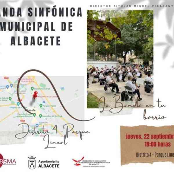 La Banda Sinfónica Municipal de Albacete se presentará mañana 22 de septiembre en el Templete de la Música del Parque Lineal
