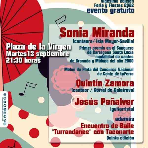 20 del Festival de Arte Español y Flamenco el 13 de septiembre en la plaza de la Virgen de Miguelturra a las 21:30 horas