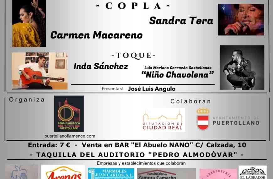 IV Festival de artistas locales “Puertollano por el Flamenco y la Copla” este 23 de septiembre en el Auditorio “Pedro Almodóvar”