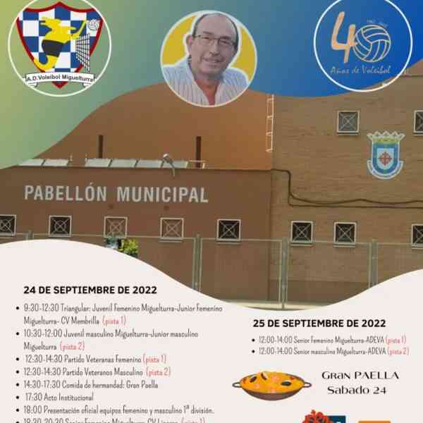 Actos conmemorativos por los 40 años de la asociación de voleibol local, ADV Miguelturra, este 24 y 25 de septiembre