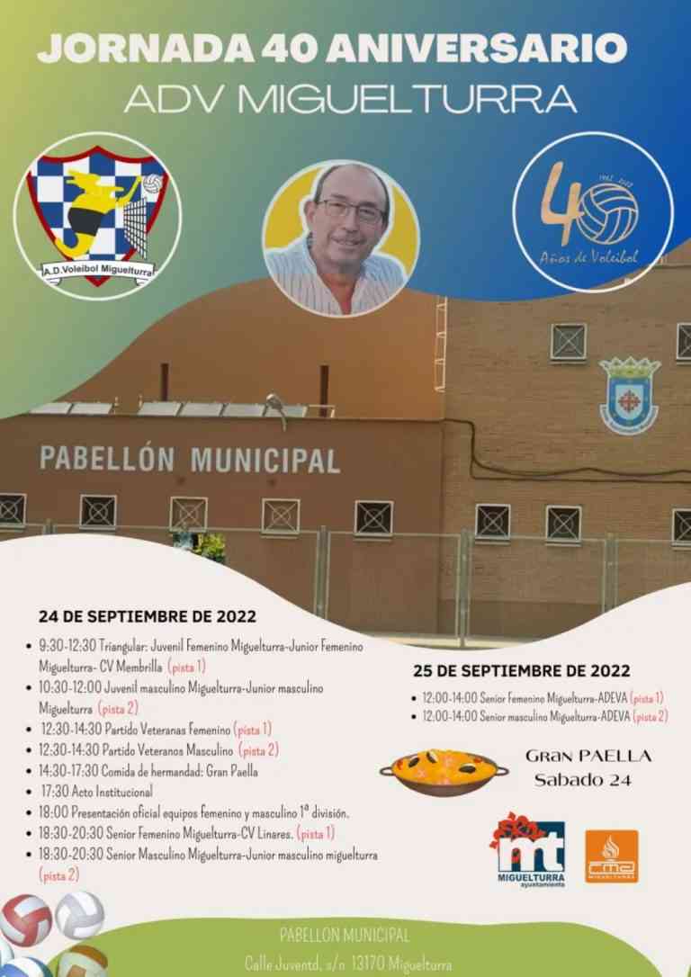 Actos conmemorativos por los 40 años de la asociación de voleibol local, ADV Miguelturra, este 24 y 25 de septiembre