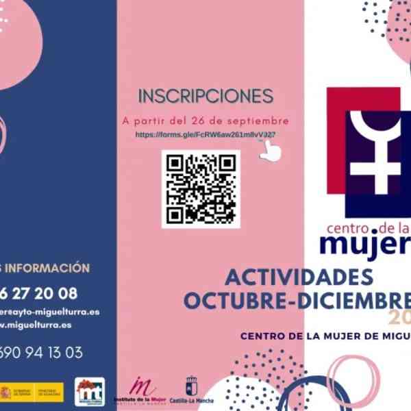 Programación de actividades del Centro de la Mujer de Miguelturra para el último trimestre del año 2022